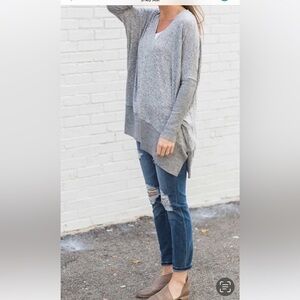 KORYE V Neck Grey Pullover Lightweight Oversized Sweater. Size S, M & XL. P